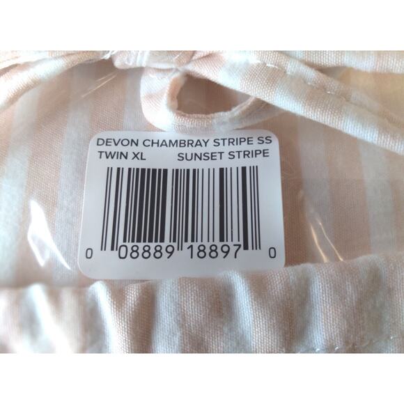 Ugg Devon Sheet Set Navy Stripe Size Twin XL Devon Chambray Sunset Stripe-NEW - Picture 5 of 8
